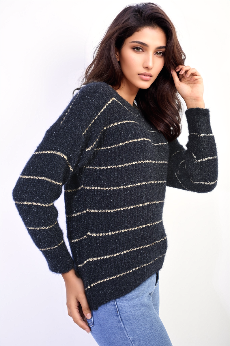 Striped Knitted Long Sleeve Jumper
