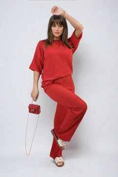 Cheesecloth Pattern Top and Trouser Co-ord Set