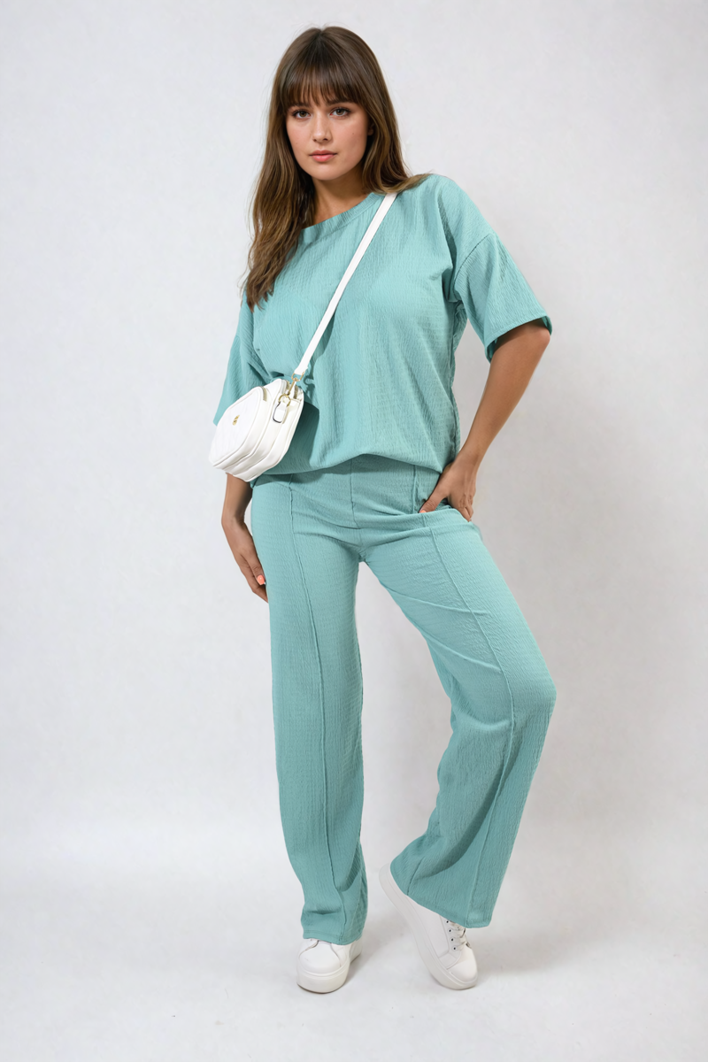 Cheesecloth Pattern Top and Trouser Co-ord Set