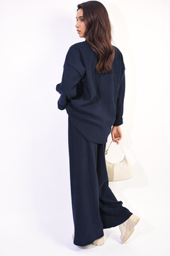 Loose Long Sleeve Top and Wide Leg Trousers Co-ord Set