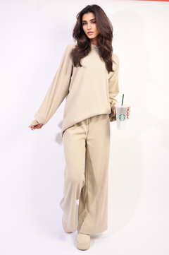 Loose Long Sleeve Top and Wide Leg Trousers Co-ord Set