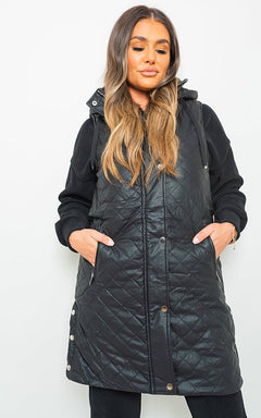 Quilted Longline Faux Leather Jacket