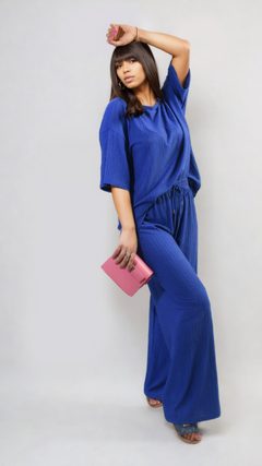 Ribbed Oversized Top and Drawstring Wide Leg Trouser Co-ord Set