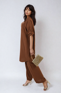 Oversized Button Front Shirt & Wide Leg Pants Co-ord Set