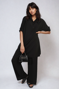 Oversized Button Front Shirt & Wide Leg Pants Co-ord Set