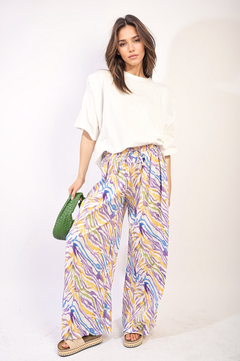 Pleated Wide Leg and Elastic Waist Trousers