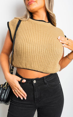 Knitted Sleeveless Crop Top