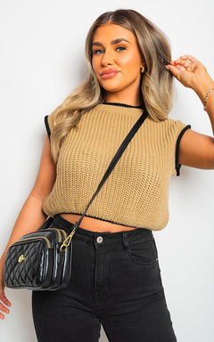 Knitted Sleeveless Crop Top