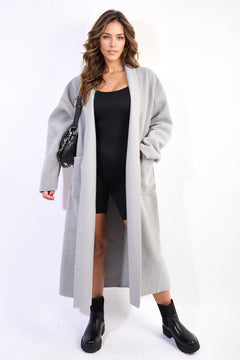 Open Front Pocket Long Loose Coat