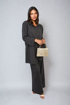 Oversized Collared Button Down Long Sleeve Top and Trouser Co-ord Set