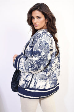 Lapel Printed Quilted Jacket