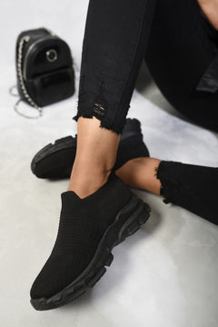 Knit Detail Slip On Chunky Trainers