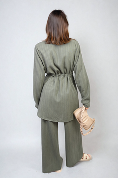 Oversized Long Sleeve Belted Button Down Top and Trouser Co-ord Set