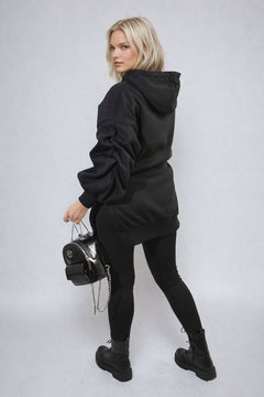 Oversized Hoodie with Side Split and Ribbed Leggings Co ord Set