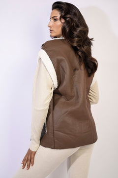 Open Front Sleeveless Fleece Jacket