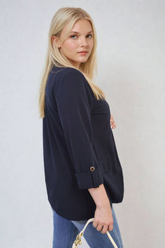 Longline Open Front Blazer Jacket with Front Pockets