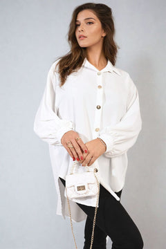 Oversized Collared Button Down Top