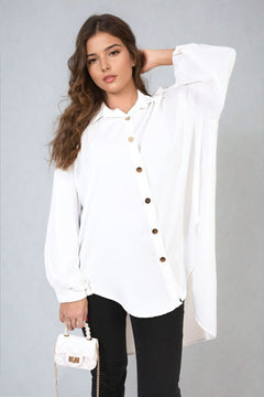 Oversized Collared Button Down Top