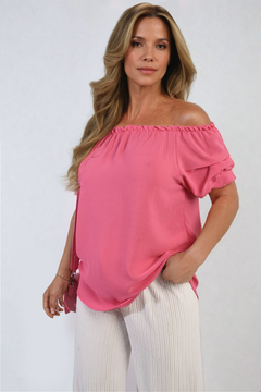 Cinched Sleeve Off Shoulder Top